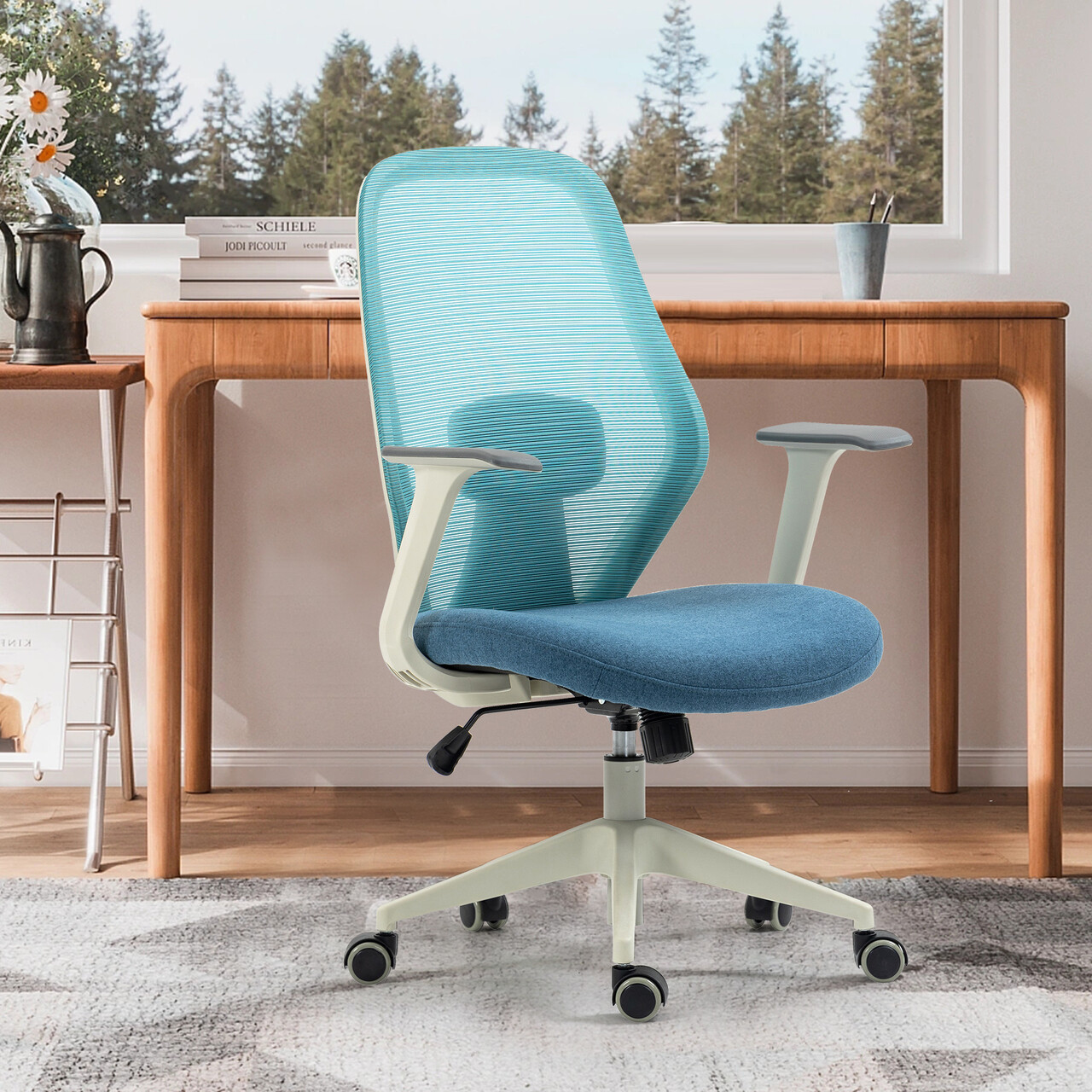 Scaun de birou ergonomic, Bedora Harry, mesh, albastru - imagine 7